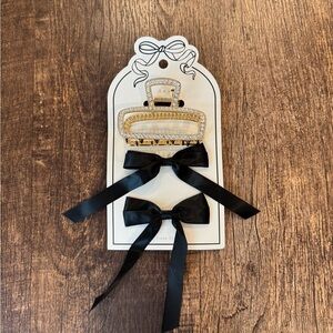 A new day Gold Hair Clip /Black Bows hair accessories